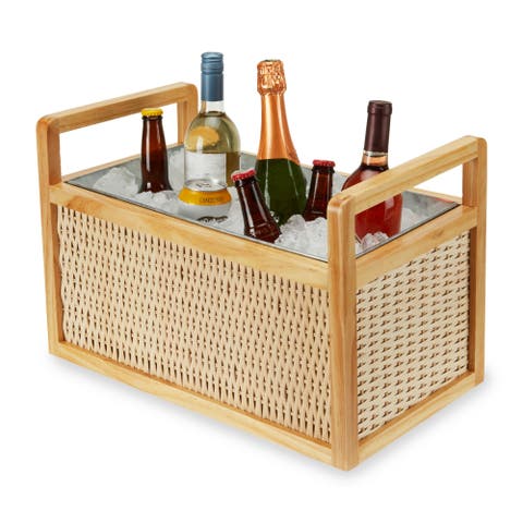 Rattan and Wood Beverage Tub