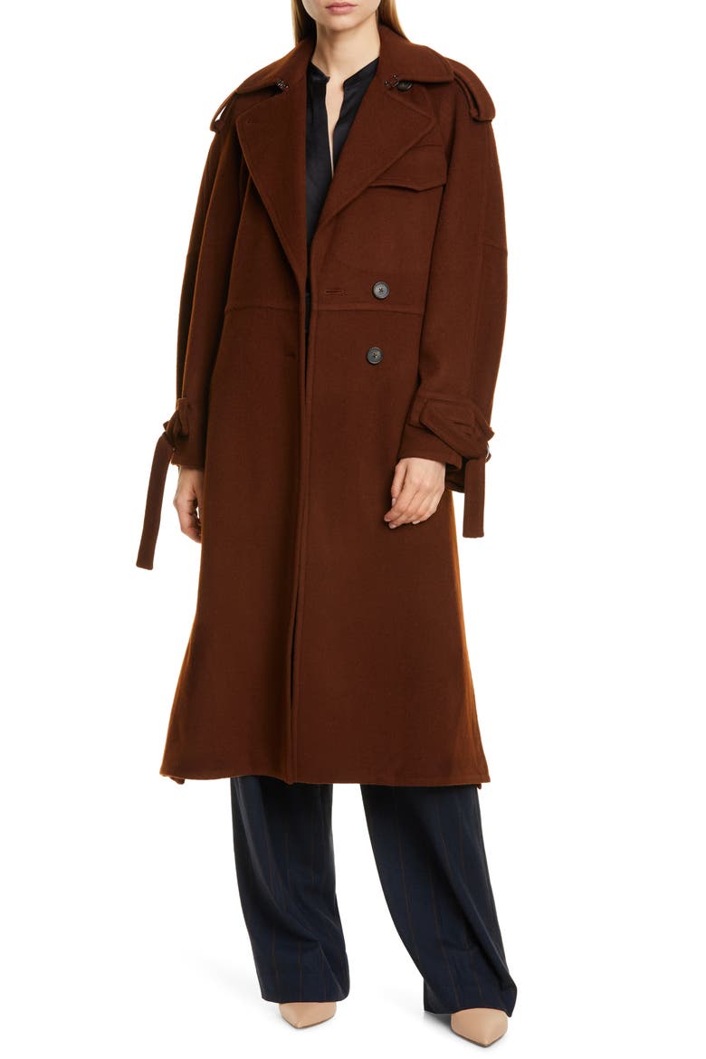 Belted Wool Blend Trench Coat, Main, color, MAHOGANY
