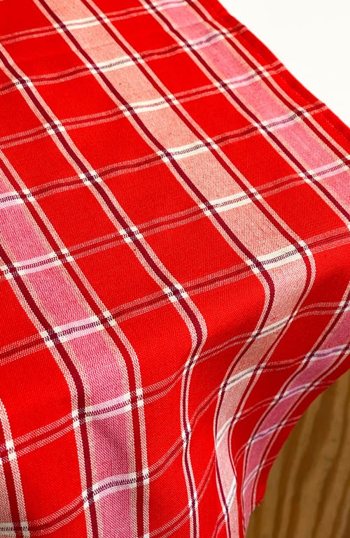 Archive New York Handwoven Holly Cotton Table Runner In Red