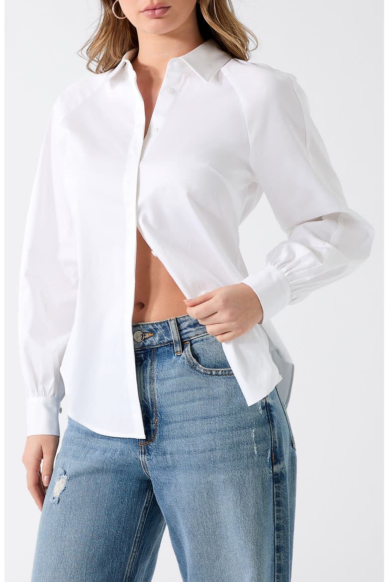 Erika Stretch Cotton Poplin Button-Up Shirt, Main, color, OPEN