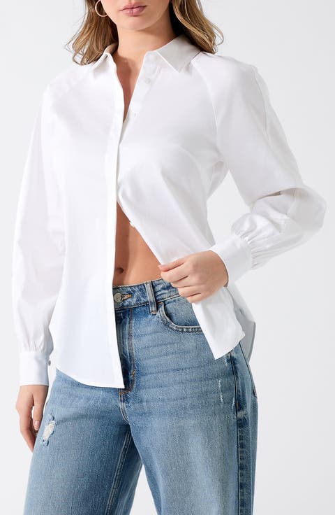 Erika Stretch Cotton Poplin Button-Up Shirt