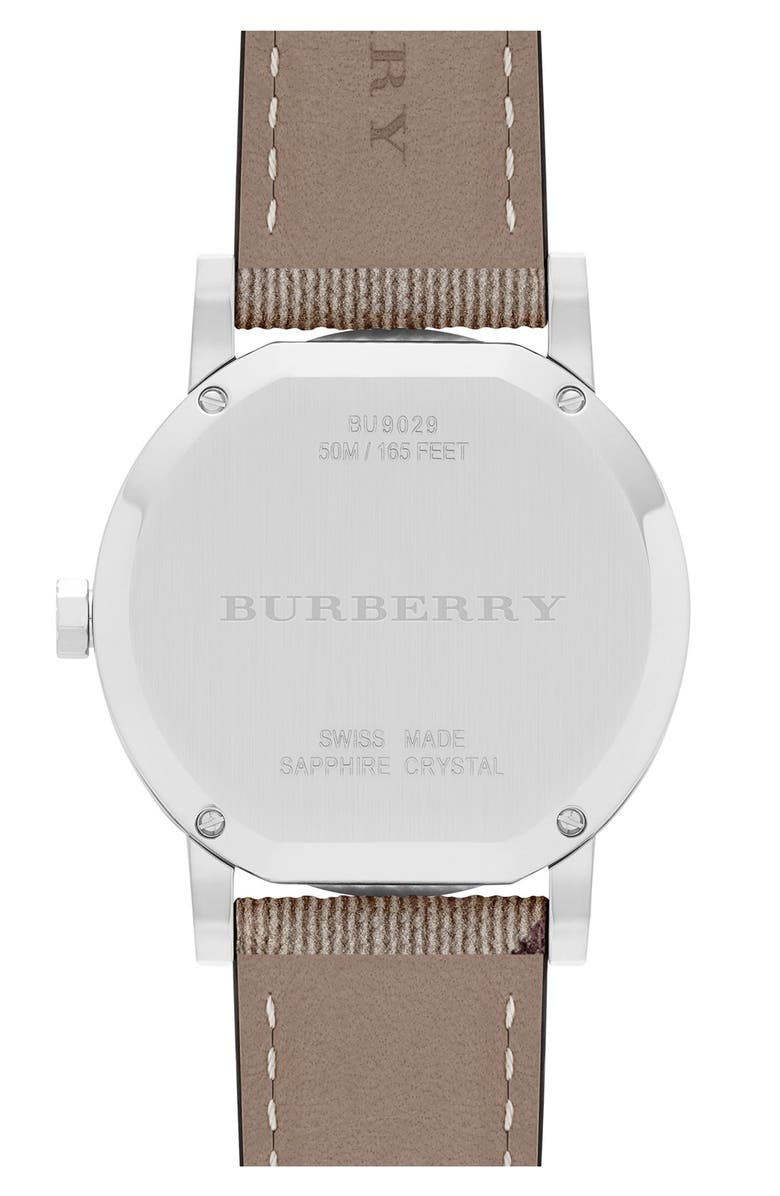 Burberry Smoke Check Strap Watch, 38mm, Alternate, color, 