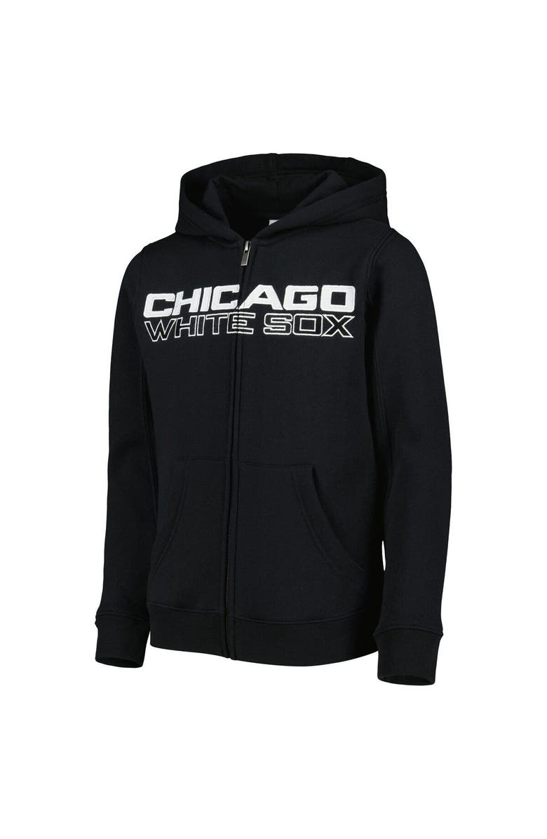 Outerstuff Youth Black Chicago White Sox Wordmark Full-Zip Fleece Hoodie, Alternate, color, Black