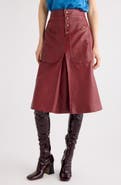 Chloé Inverted Pleat Lambskin Leather Skirt