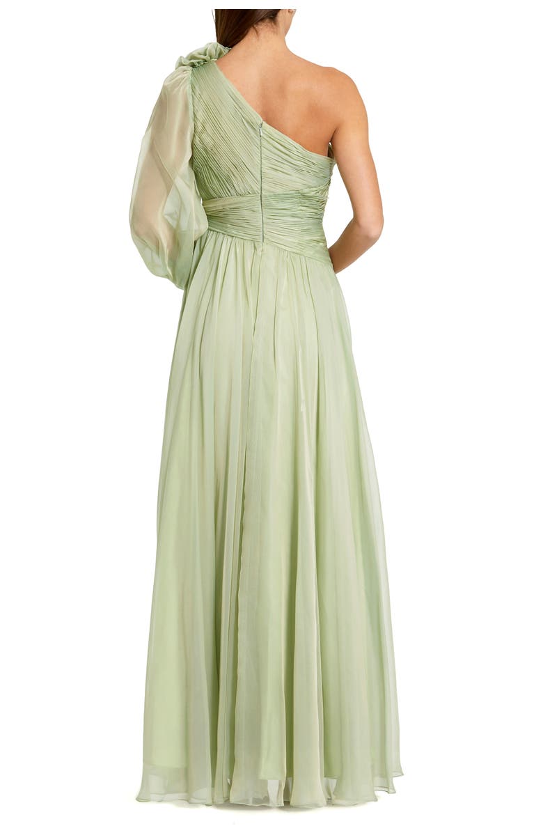 Mac Duggal One Shoulder 3D Flower Gown With Slit, Alternate, color, Sage