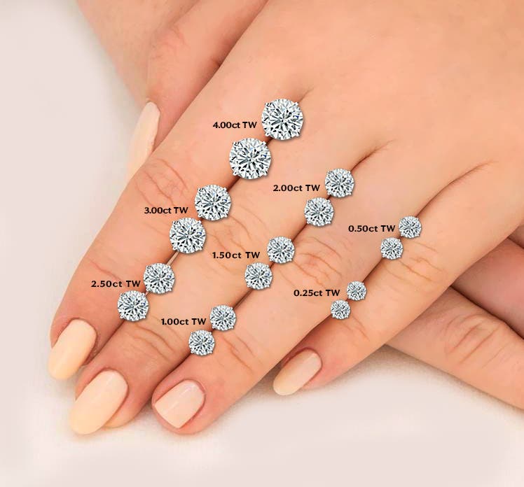 Bliss Diamond 3/4ct Diamond Studs Round Cut With Screw Backs 14K Gold ...