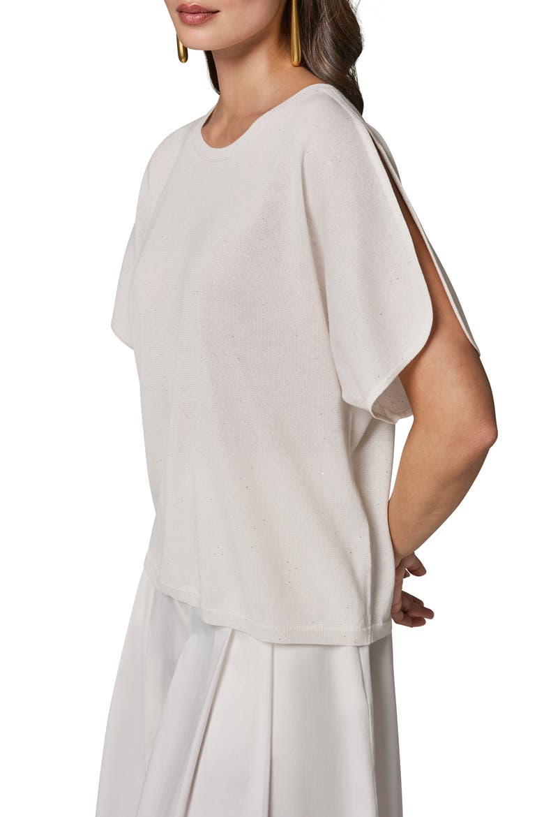 Slit Short Sleeve Sweater, Alternate, color, CREAM