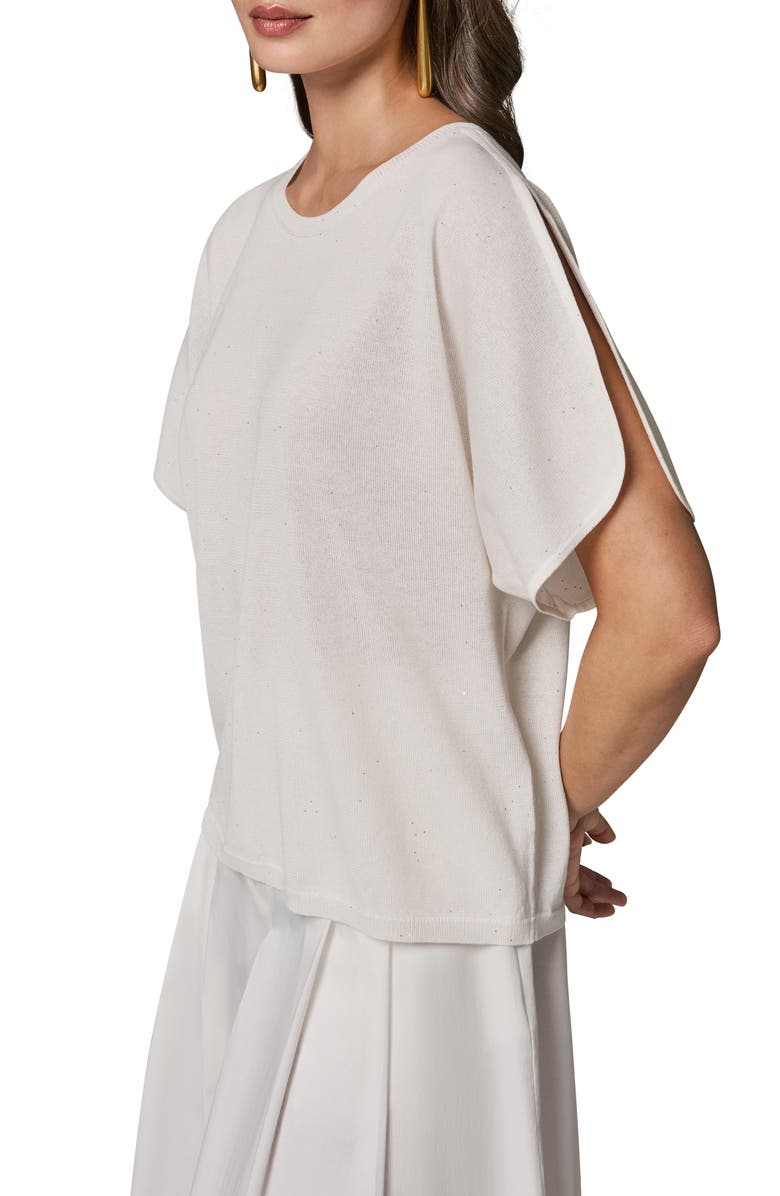 Donna Karan New York Slit Short Sleeve Sweater, Alternate, color, Cream
