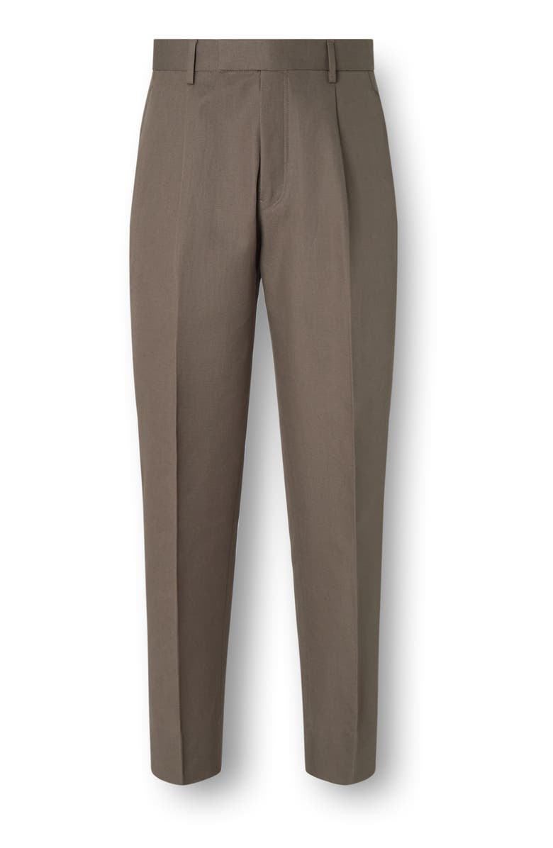 ZEGNA Dark Taupe Cotton & Linen Pants, Alternate, color, 