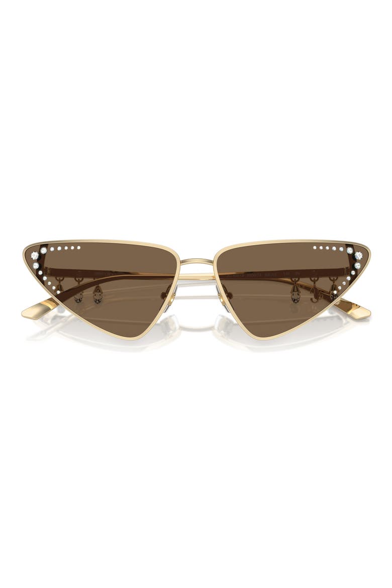 63mm Cat Eye Sunglasses, Alternate, color, PALE GOLD / DARK BROWN