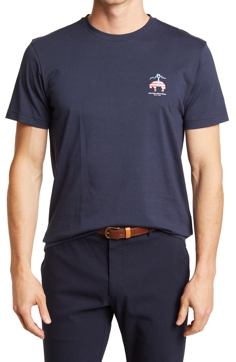 Brooks Brothers Flag Crew Neck Cotton T-Shirt, Main, color, 