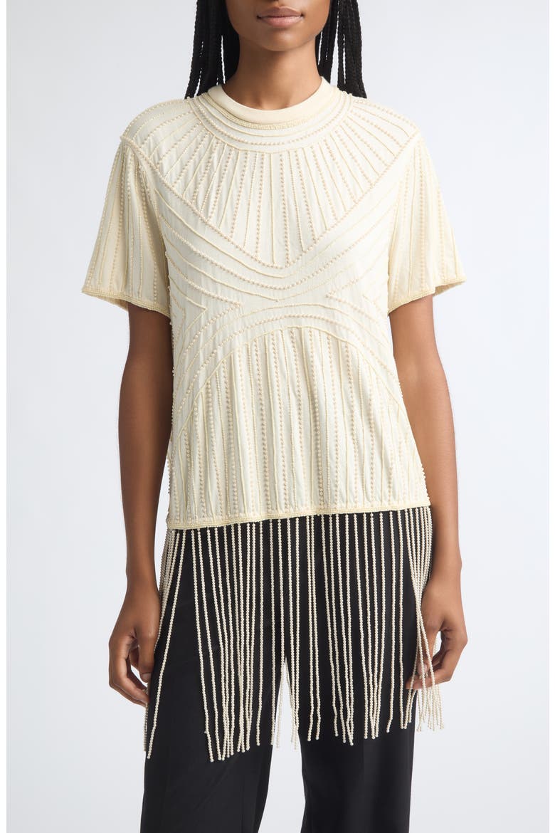Carlotta Embroidered Fringe Top, Main, color, CREAM