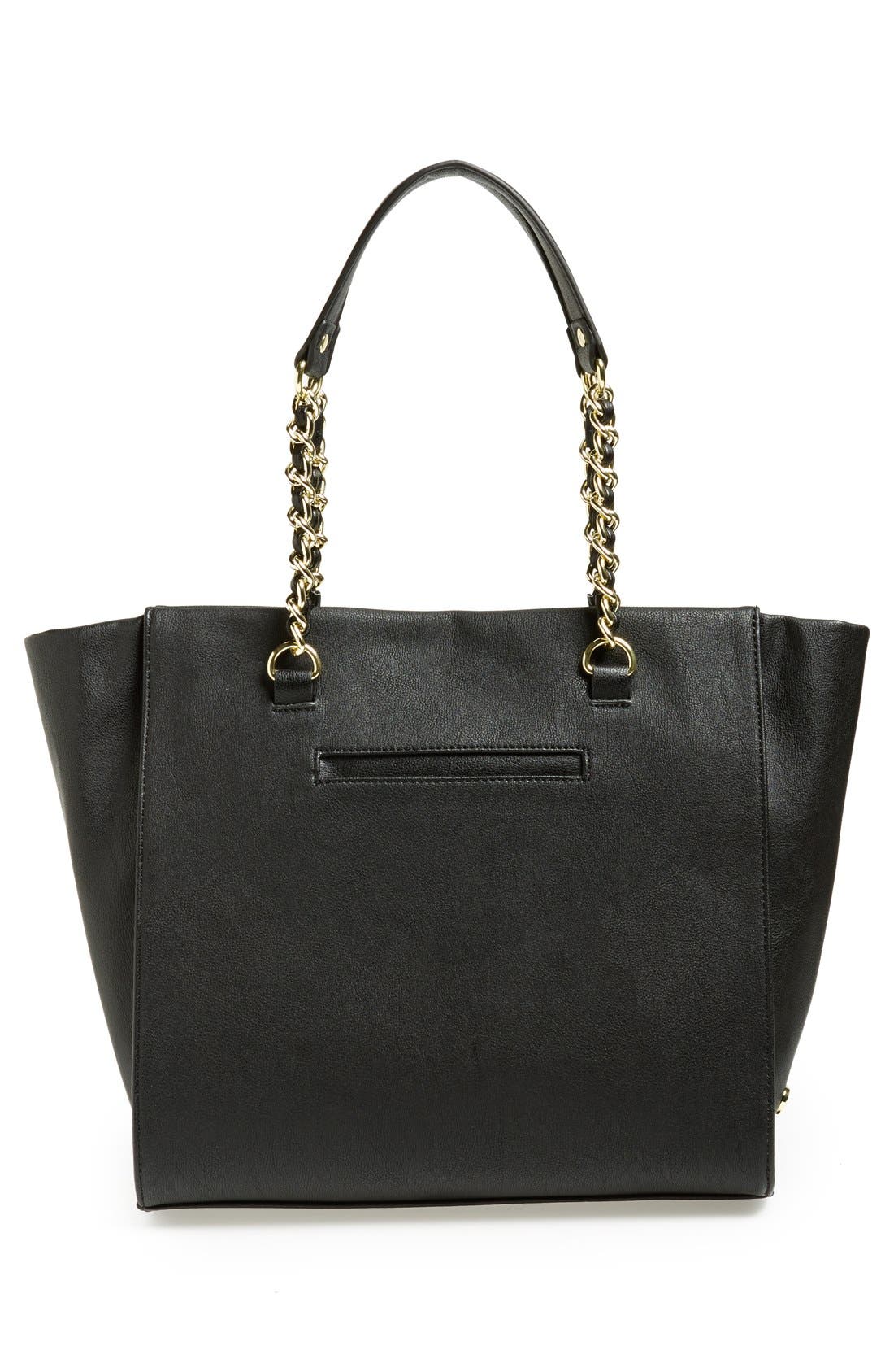 Faux Leather Tote, Alternate, color, BLACK