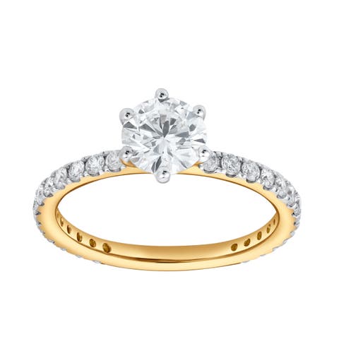 Freya 14K Yellow Gold Round Cut Lab Grown Diamond Engagement Ring - 1.25 ctw