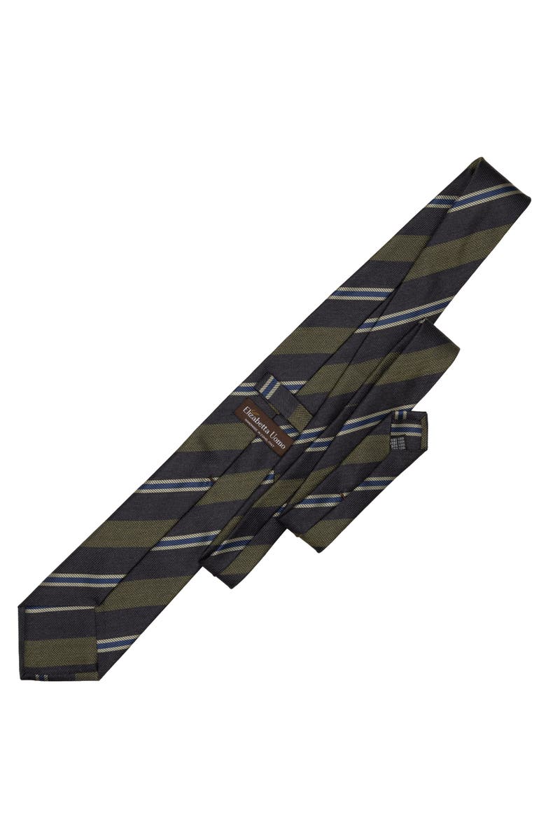 Elizabetta Flaminia - Extra Long Silk Jacquard Tie for Men, Alternate, color, Navy And Olive