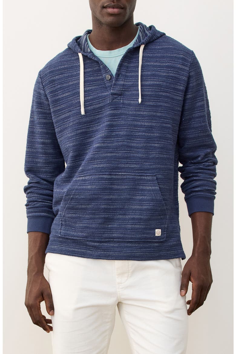 Portola Stripe Slub Cotton Blend Beach Hoodie, Main, color, NAVY/ NATURAL STRIPE
