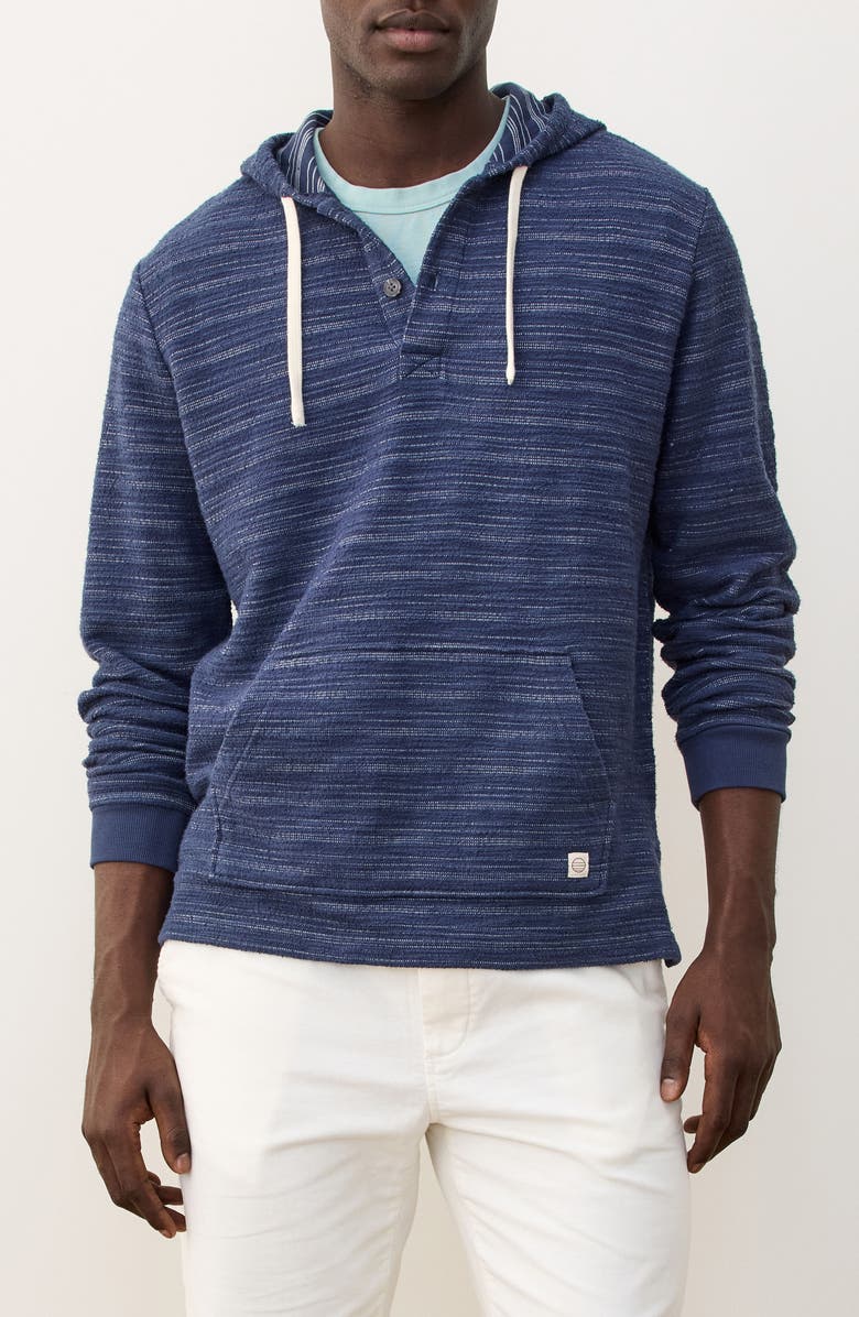 Marine Layer Portola Stripe Slub Cotton Blend Beach Hoodie, Main, color, Navy/ Natural Stripe