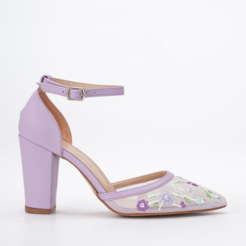 Forever & Always Shoes Lorraine Floral Lace High Heels In Lavender