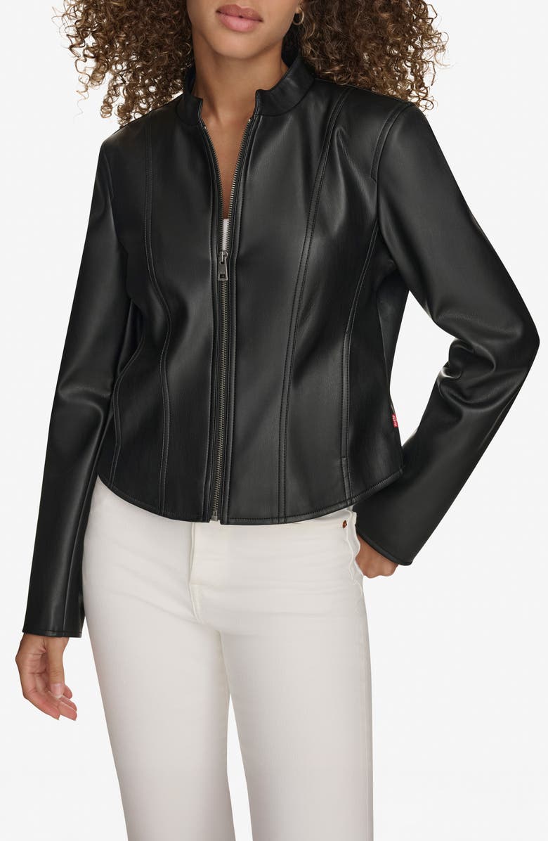Levi's<sup>®</sup> Water Resistant Slim Fit Faux Leather Racer Jacket, Main, color, 