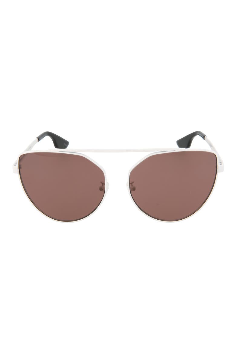 58mm Cat Eye Sunglasses, Main, color, WHITE WHITE/ PNK
