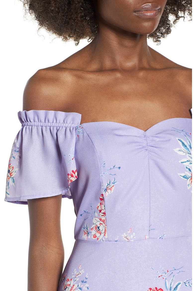 Off the Shoulder Maxi Dress, Alternate, color, PINK FLORAL