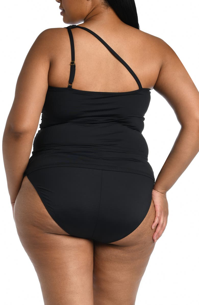 La Blanca One-Shoulder Tankini Top, Alternate, color, Black