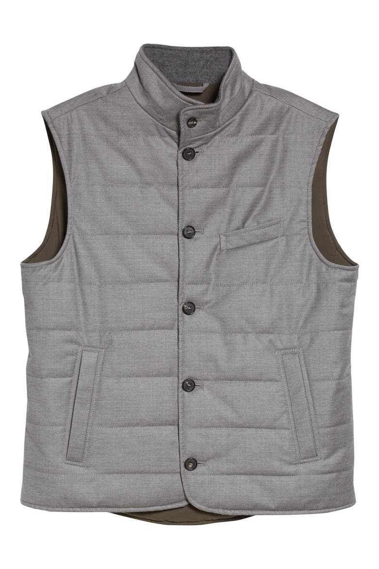 Virgin Wool & Silk Vest, Alternate, color, GREY
