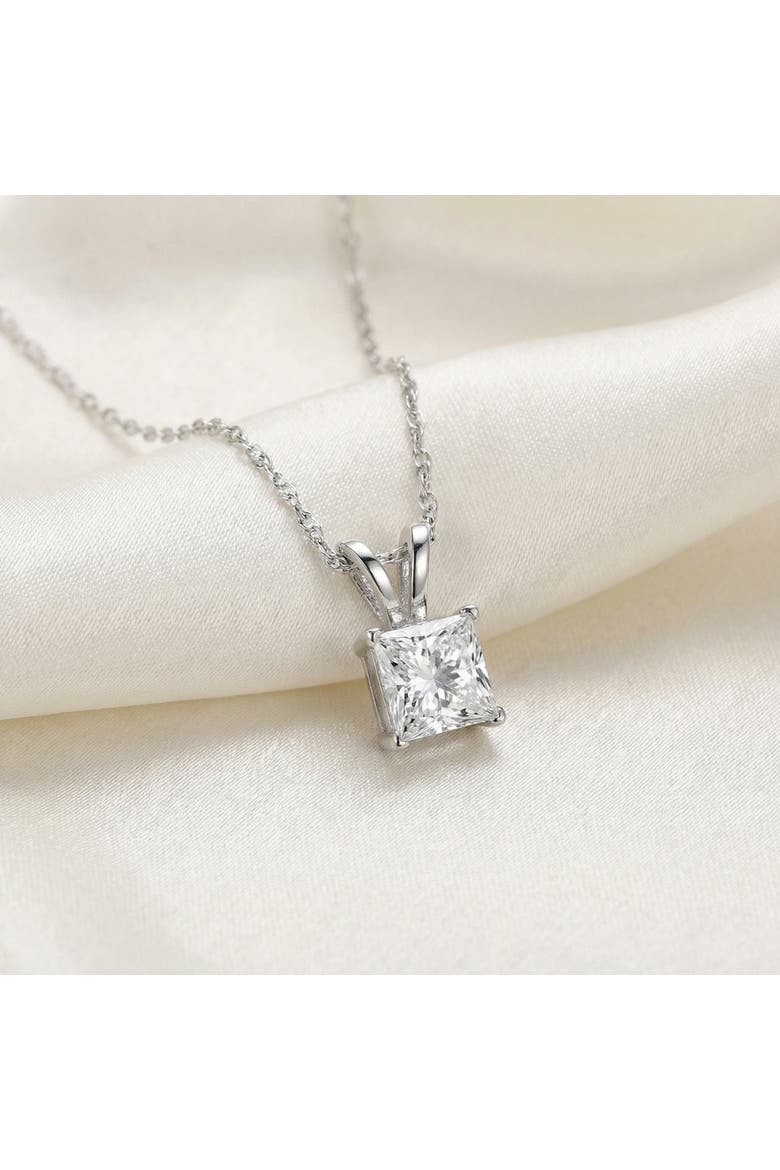 2 1/2Ct Princess Cut Diamond Certified Solitaire Necklace Lab Grown 14k Gold, Alternate, color, 14k White Gold