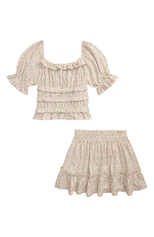 Polo Ralph Lauren Big Girls 2-piece Floral Top And Skirt Set