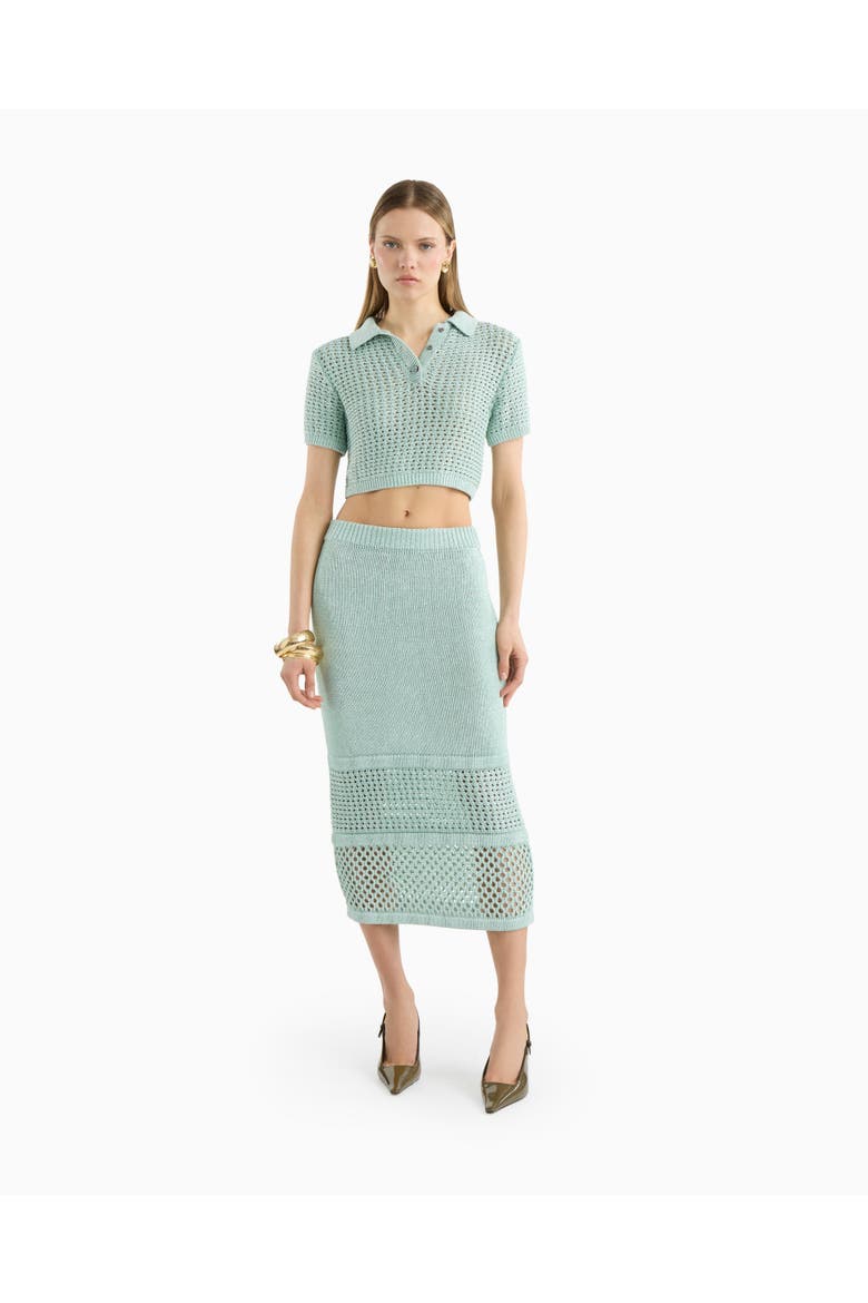 Ruby crochet midi skirt, Main, color, Misty Jade