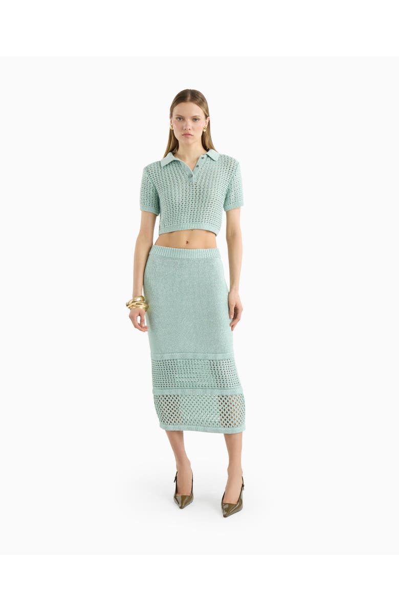 Dodiee Ruby crochet midi skirt, Main, color, Misty Jade