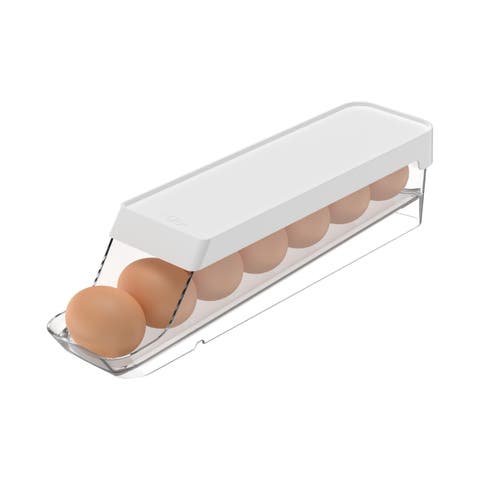 Rolling Clear Stackable Egg Holder Organizer