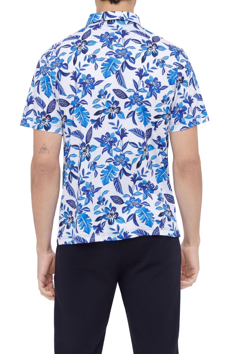 Bugatchi Hendrix Digital Floral Print Pima Cotton Polo, Alternate, color, Classic Blue