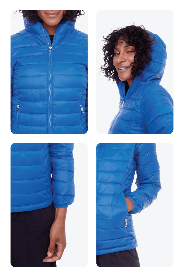 YOHO LADIES - Vegan Down Lightweight Packable Puffer Jacket & Bag, Alternate, color, COBALT