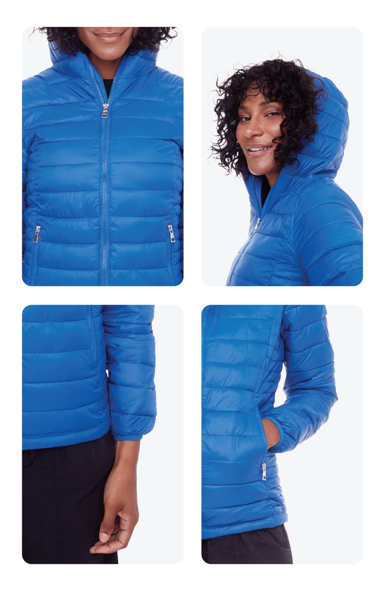 Alpine North YOHO LADIES - Vegan Down Lightweight Packable Puffer Jacket & Bag, Alternate, color, Cobalt