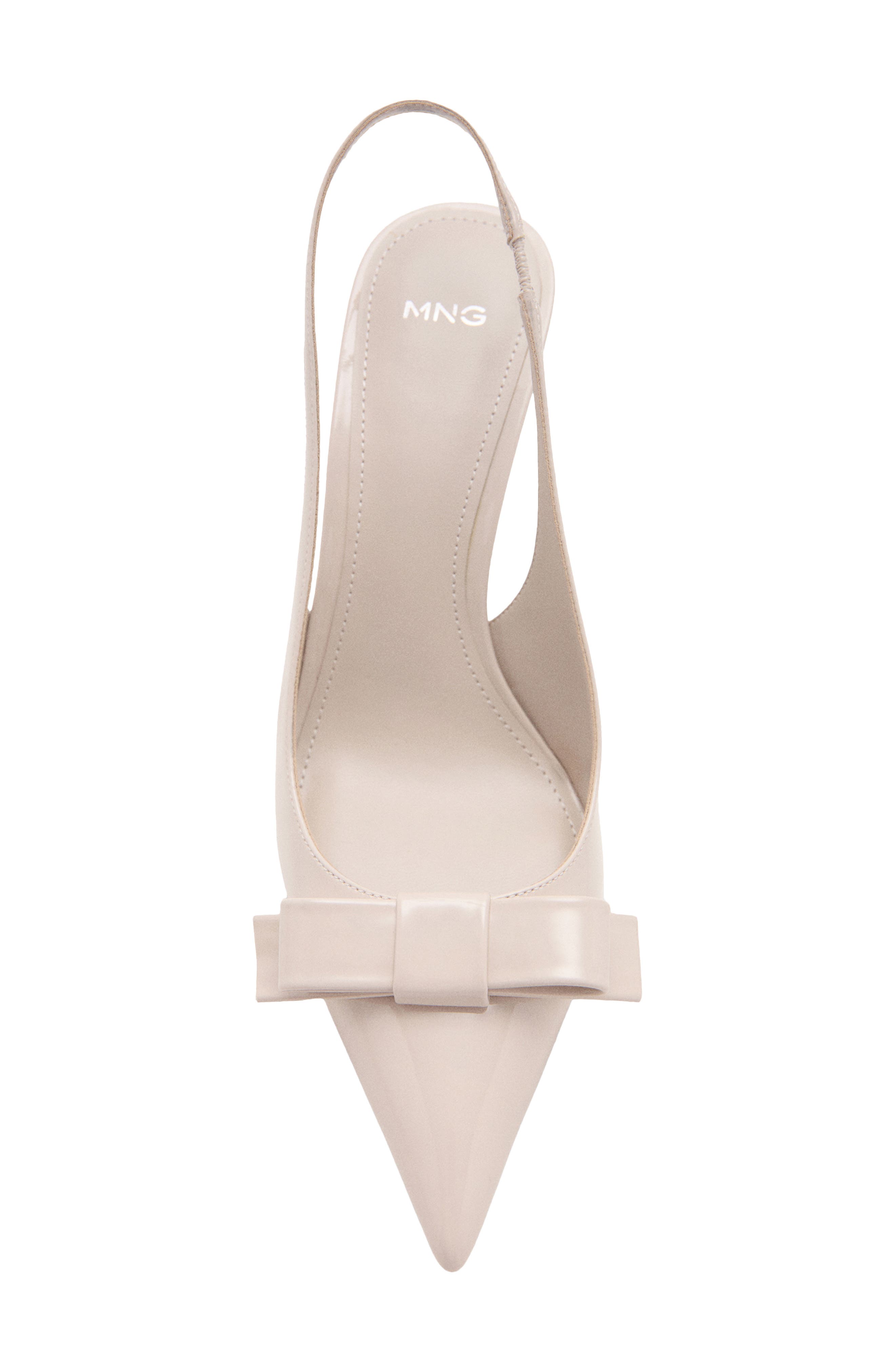 MANGO Bow Pointed Toe Slingback Pump, Alternate, color, Ecru
