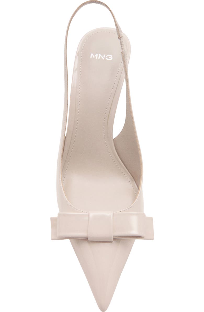 MANGO Bow Pointed Toe Slingback Pump, Alternate, color, Ecru