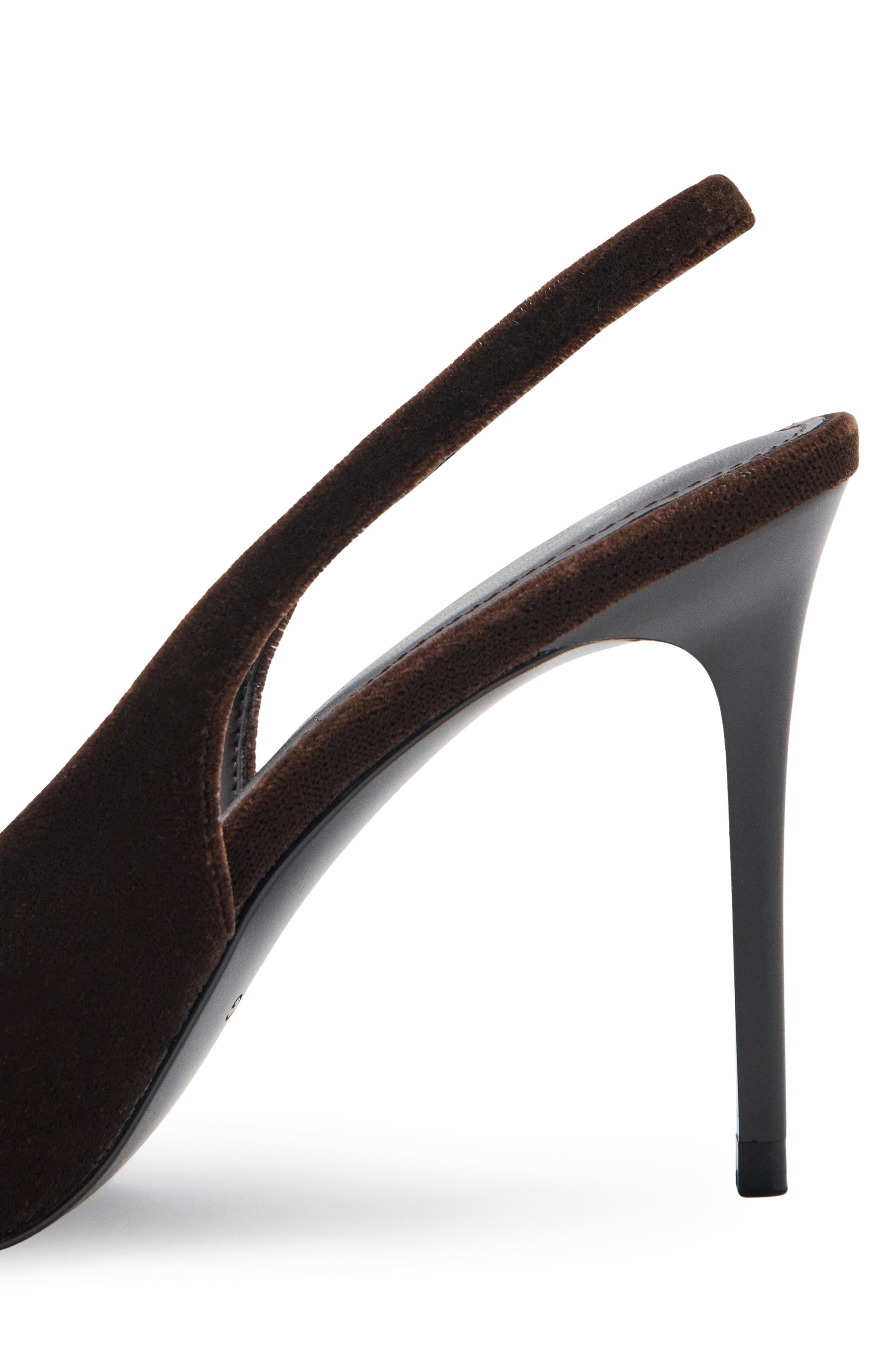 MANGO Mica Pointed Toe Slingback Pump, Alternate, color, Chocolate