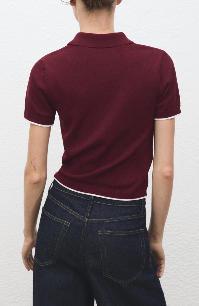 MANGO Tipped Quarter Zip Jersey Polo, Alternate, color, Wine