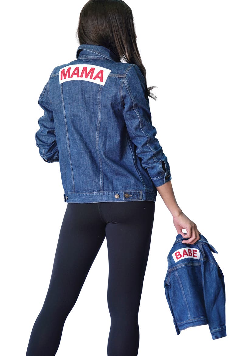 Ingrid & Isabel® Mama Denim Maternity Jacket, Alternate, color, DARK DENIM WASH