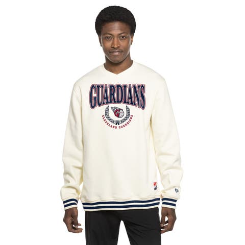 Men's New Era White Cleveland Guardians Throwback Sweatshirt