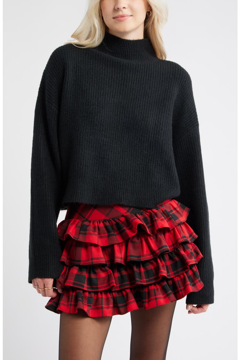 Oversize Cozy Mock Neck Sweater, Main, color, BLACK