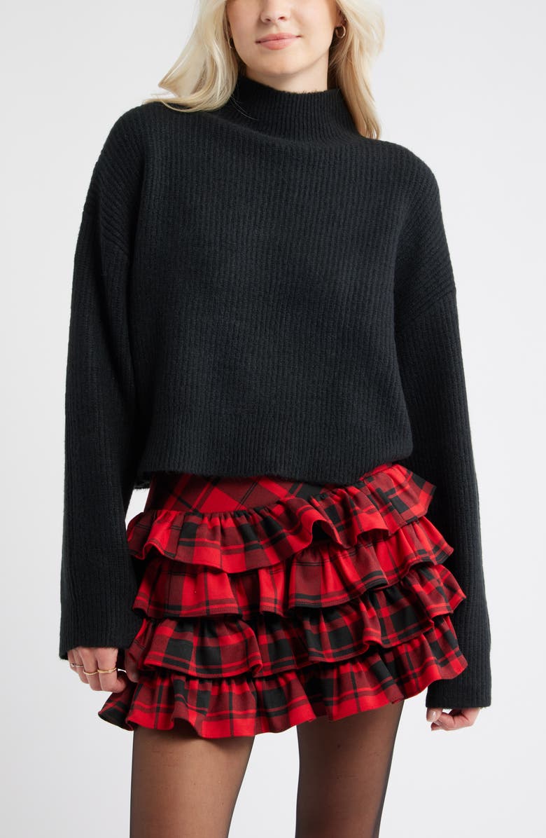 BP. Oversize Cozy Mock Neck Sweater, Main, color, Black