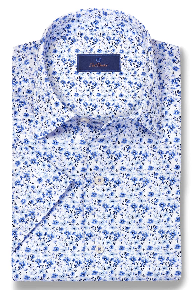 Print Button-Up Shirt, Alternate, color, WHITE/ LILAC