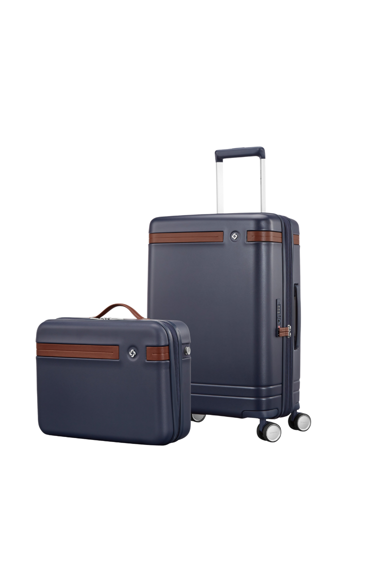 Virtuosa 2 Piece Set Train Case & 21" Carry On Spinner Luggage, Main, color, Blue