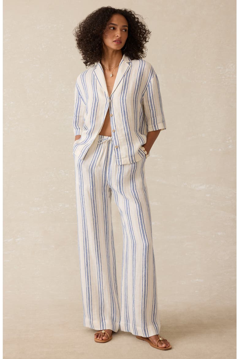 Palma Stripe Linen Camp Shirt, Alternate, color, SAIL AWAY STRIPE