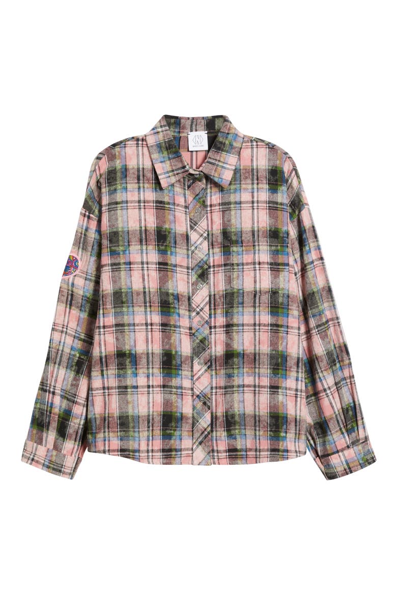 Paris Patch Plaid Shirt, Alternate, color, PINK