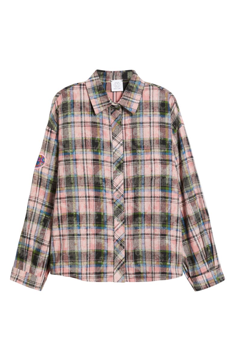 NIKKI LUND Paris Patch Plaid Shirt, Alternate, color, Pink