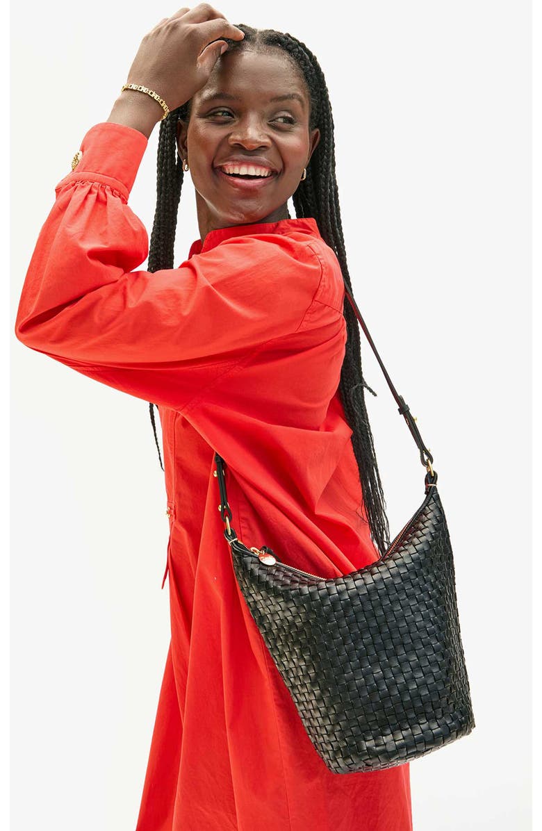 Clare V. Petite Jeanne Woven Leather Shoulder Bag, Alternate, color,