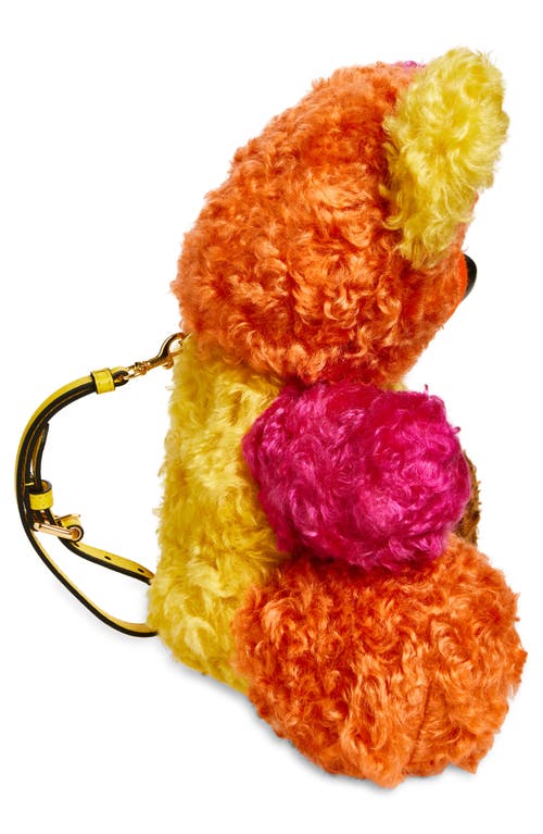Moschino Whimsical Teddy Bear Shoulder Bag In Vibrant Mohair Blend In Orange Multi